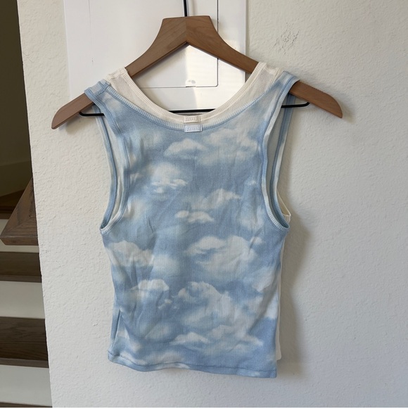 NWOT SKIMS Cotton Rib Tank 2-Pack in Blue Cloud and White - Picture 7 of 8